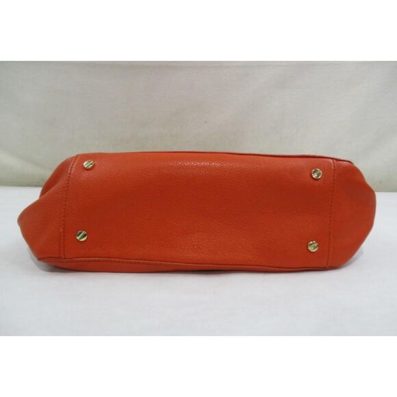 Tory Burch- Dark Orange w/ Gold Tone Hardware Top Zip Footed Shoulder Tote - Picture 3 of 6